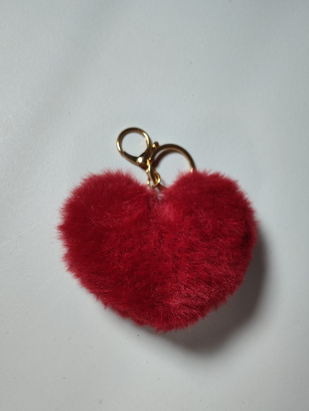 Red plush heart bag charm key chain